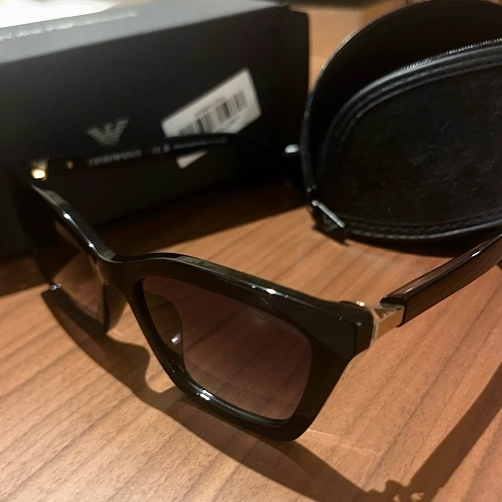Emporio Armani Black and Gold Sunglasses